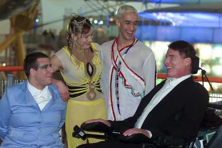 Everyone shares a laugh as Reeve gives them a word of advice, "Never fall off a horse."