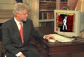 Billy Boy surfing his favorite site for bootleg comedy, HOGWILD.NET!